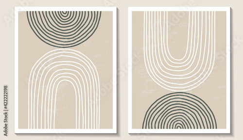 Trendy contemporary set of abstract geometric minimalist composition
