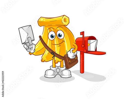 bunch bananas postman vector. cartoon character
