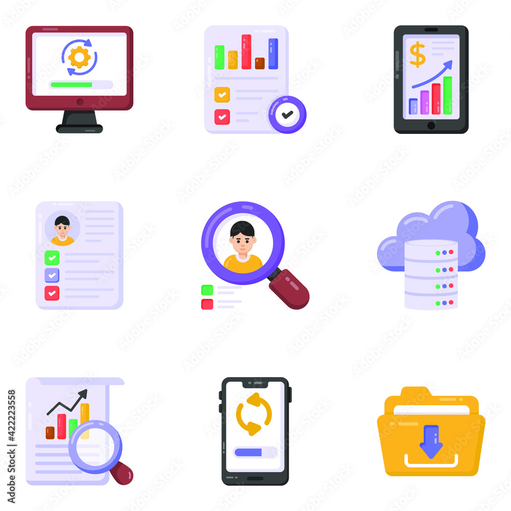 
Set of Business Data in Flat Icons

