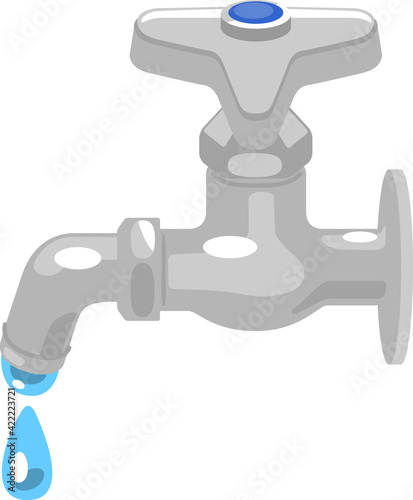 水漏れする水道の蛇口のイラスト
