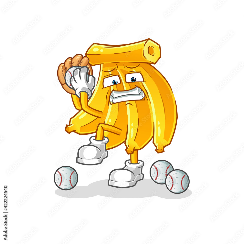 Ταπετσαρία bunch bananas baseball pitcher cartoon. cartoon mascot vector