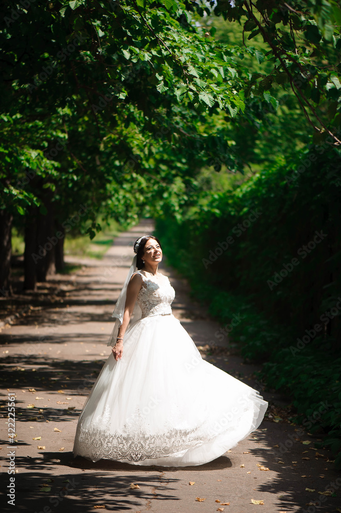High View Portrait Of Beautiful Happy Bride. High View Portrait Of Beautiful Happy Bride.