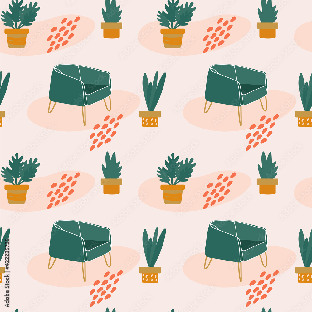 The pattern of the Scandinavian chairs. Vector doodle elements with furniture. For the textile pattern of children's Scandinavian clothing. Vector illustration The pattern of the Scandinavian chairs. Vector doodle elements with furniture. For the textile pattern of children's Scandinavian clothing. Vector illustration