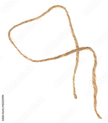 Piece of brown twine isolated on white background. rope © Илья Подопригоров