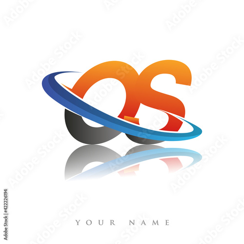 initial logo OS company name colored orange and blue swoosh design, isolated in white background. vector logo for business and company identity.