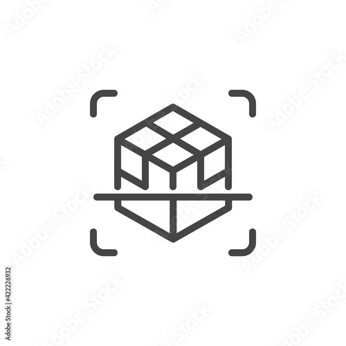 Icon on Engineering 3D modeling and Visualization. 3D Scanner. Such Line Sign as Scanning of 3D Object . Vector Icon for Web and App in Outline Editable Stroke.