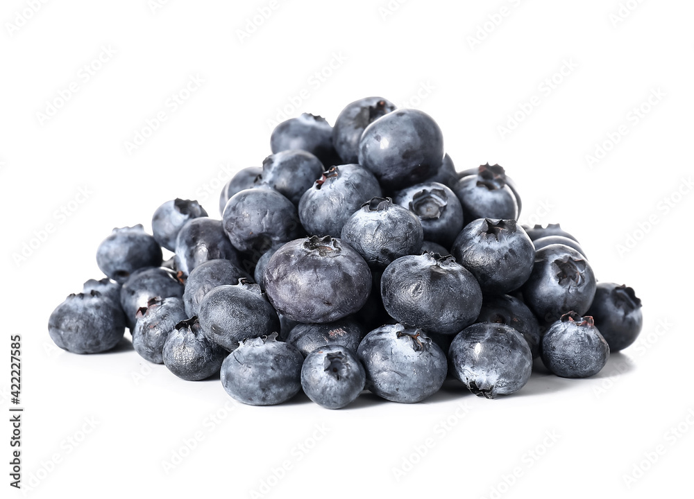 Fresh ripe blueberry on white background