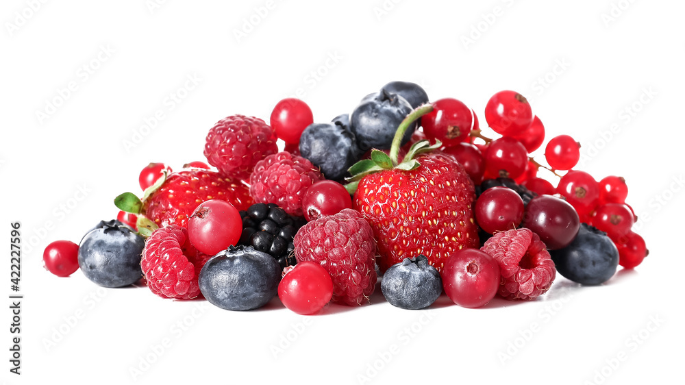 Different fresh berries on white background Different fresh berries on white background