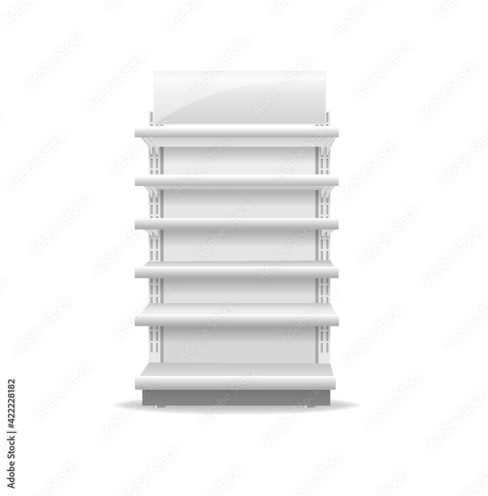 Shelving rack for store trading empty template for design stock vector illustration isolated on white background Shelving rack for store trading empty template for design stock vector illustration isolated on white background
