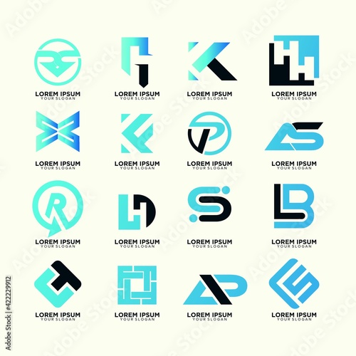 set of letter logo design vector collection