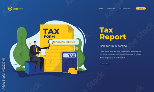 Tax report deadlines illustration for banner or landing page