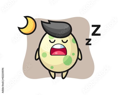 Spotted egg character illustration sleeping at night