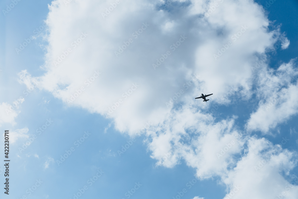 Airplane in the sky on a sunny day. Airplane in the sky on a sunny day.