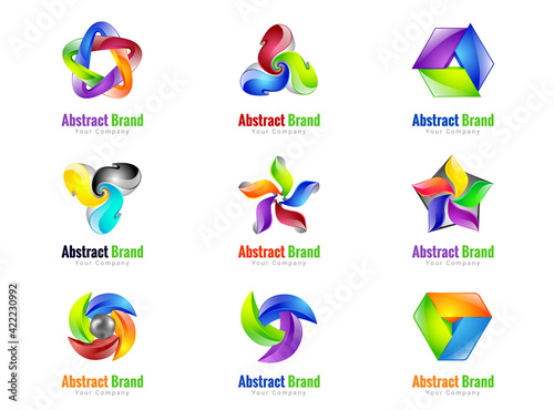 Vector abstract 3d logo design elements. Corporate identity. Application icon design.