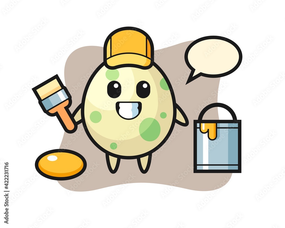 Naklejka premium Character illustration of spotted egg as a painter