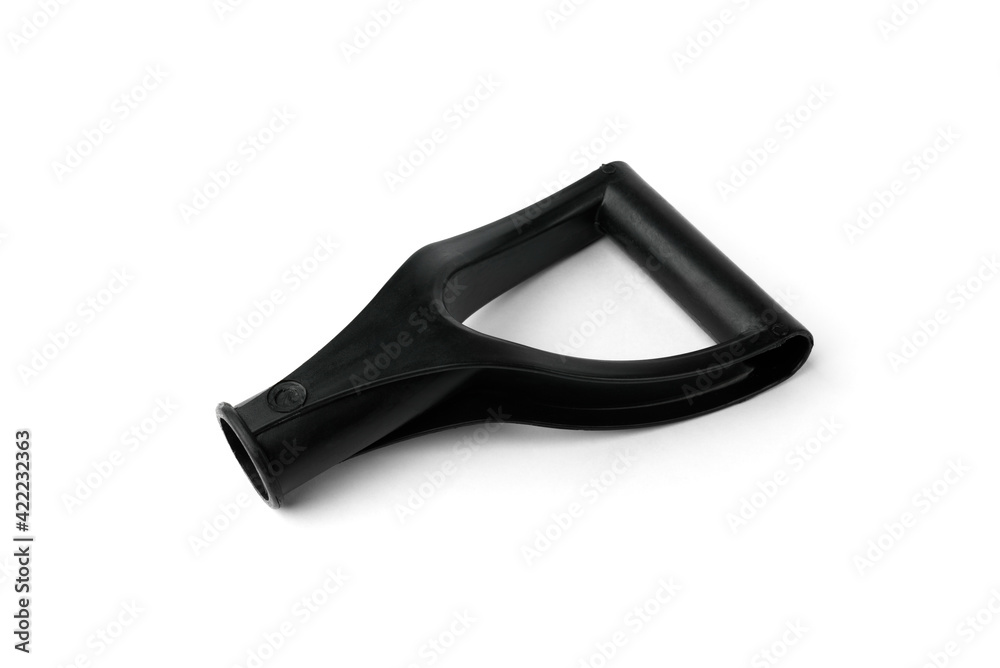 Black handle of snow shovel isolated on white background.