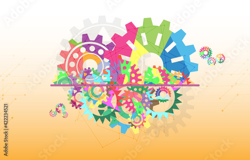 technology background with gear symbols patten network internet of things Ep.13.