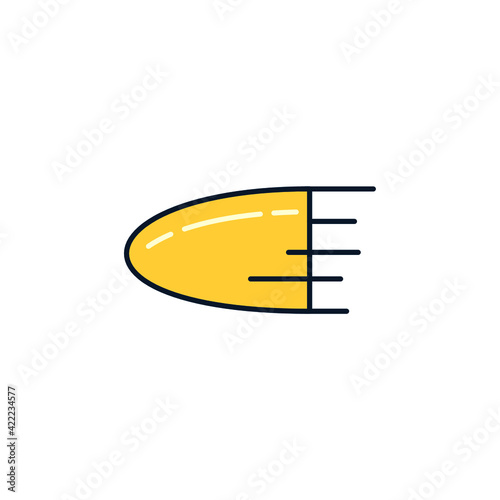 Bullet. High speed concept, fast response. Vector icon isolated on white background, flat design. 