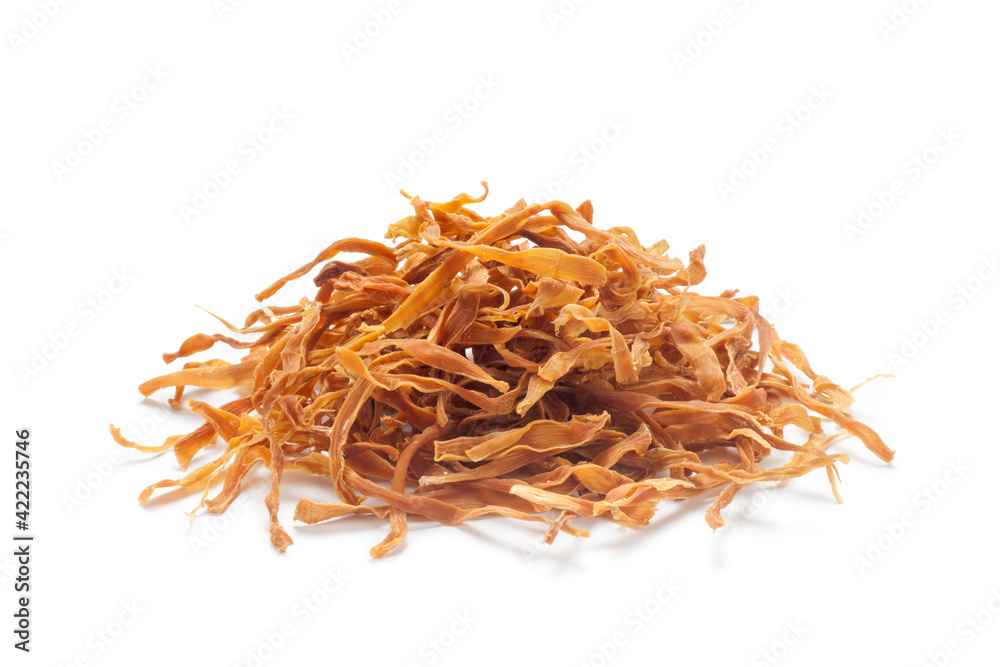 Fototapeta premium Shredded dried bamboo shoots isolated on white background