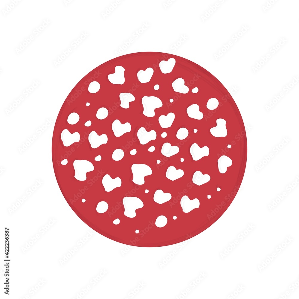 Hand drawn round slice of sausage salami pepperoni vector flat material design. Red meat product isolated on white. Hand drawn round slice of sausage salami pepperoni vector flat material design. Red meat product isolated on white.