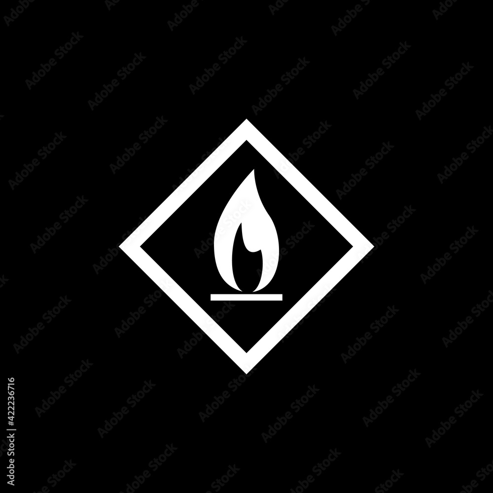 Fire flame burn icon isolated on dark background Fire flame burn icon isolated on dark background