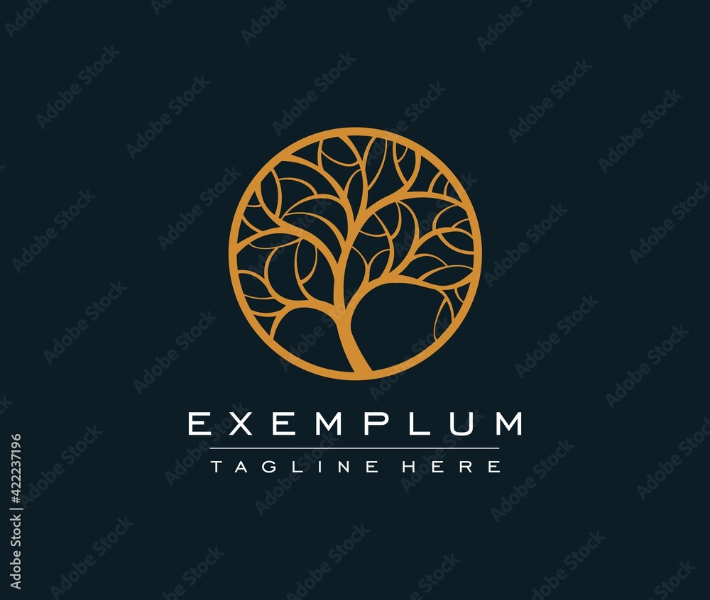 Golden Tree vector icon. Nature trees vector illustration logo design. Ornamental round monogram, template for creating logos, labels, chevrons. Golden Tree vector icon. Nature trees vector illustration logo design. Ornamental round monogram, template for creating logos, labels, chevrons.