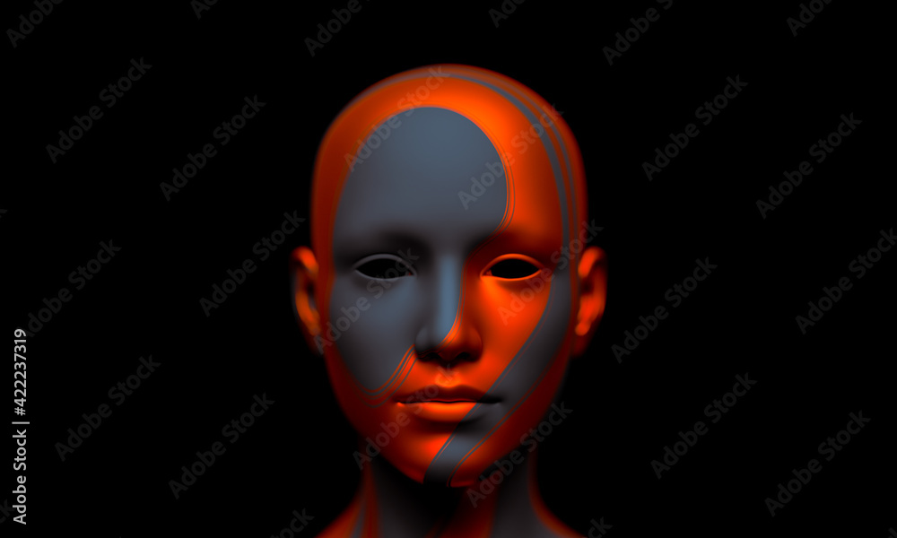 Concept of mistic mask or face. 3d illustration Concept of mistic mask or face. 3d illustration