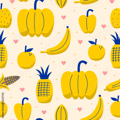 Hand drawn fresh yellow fru...