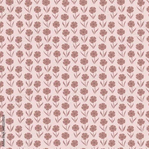 Pink flowers seamless repeat pattern print.