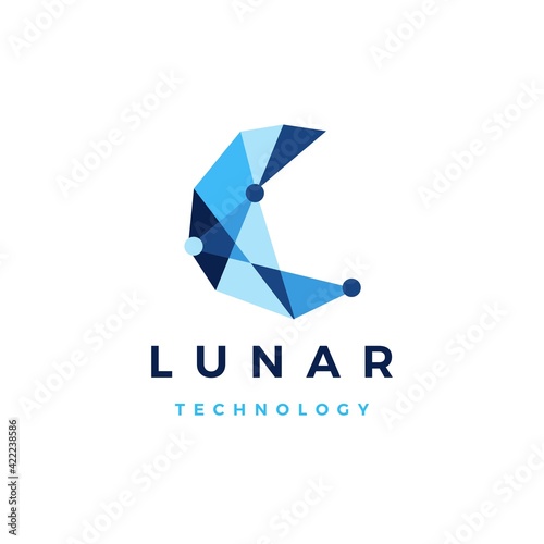 lunar moon technology geometric polygonal logo vector icon illustration