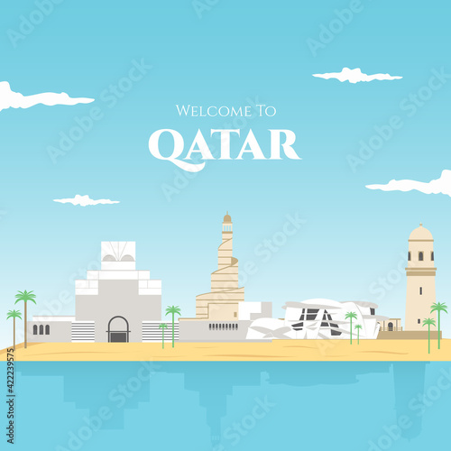 Qatar banner set with natio...