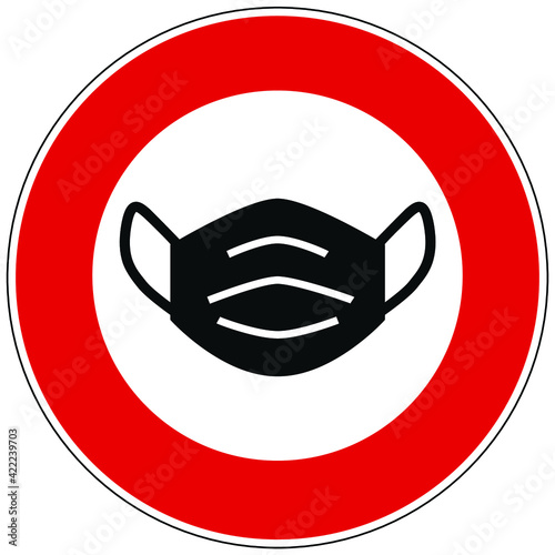 Social distancing concept for preventing coronavirus covid-19 with icon mask required sign. warning or caution sign. 