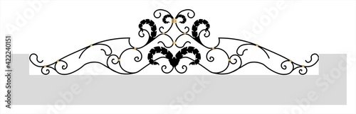 decorative fence. Black forged lattice fence. vector illustration isolated on white background. Forged fence
