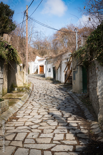 Enzersfeld vine cellar road in Weinviertel region in Lower Austria, Europe. photo