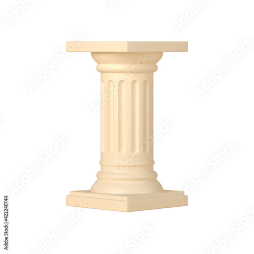Antique marble 3d column pedestal vector template