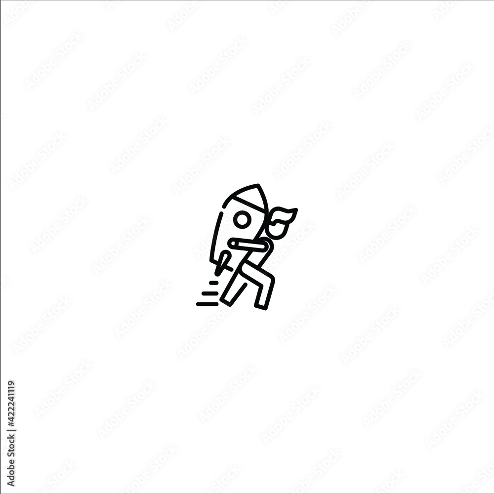 Startup, rocket man icon- illustration Startup, rocket man icon- illustration