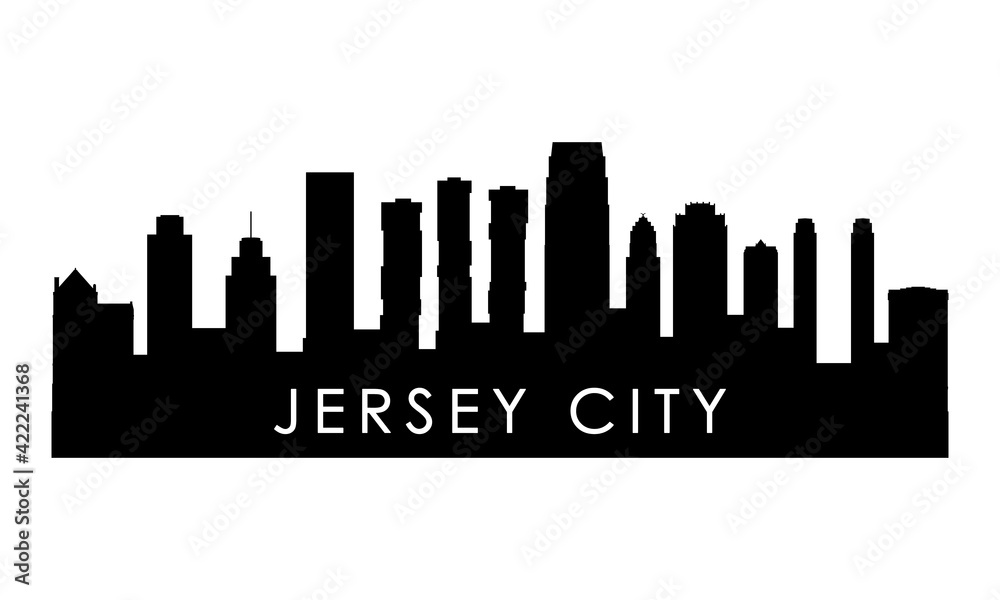 Jersey City skyline silhouette. Black Jersey City city design isolated on white background.