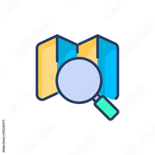 Search Map icon in vector. Logotype