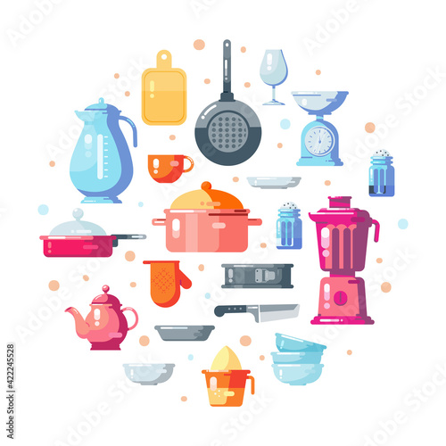 Kitchen utensils set of elements for home cooking.