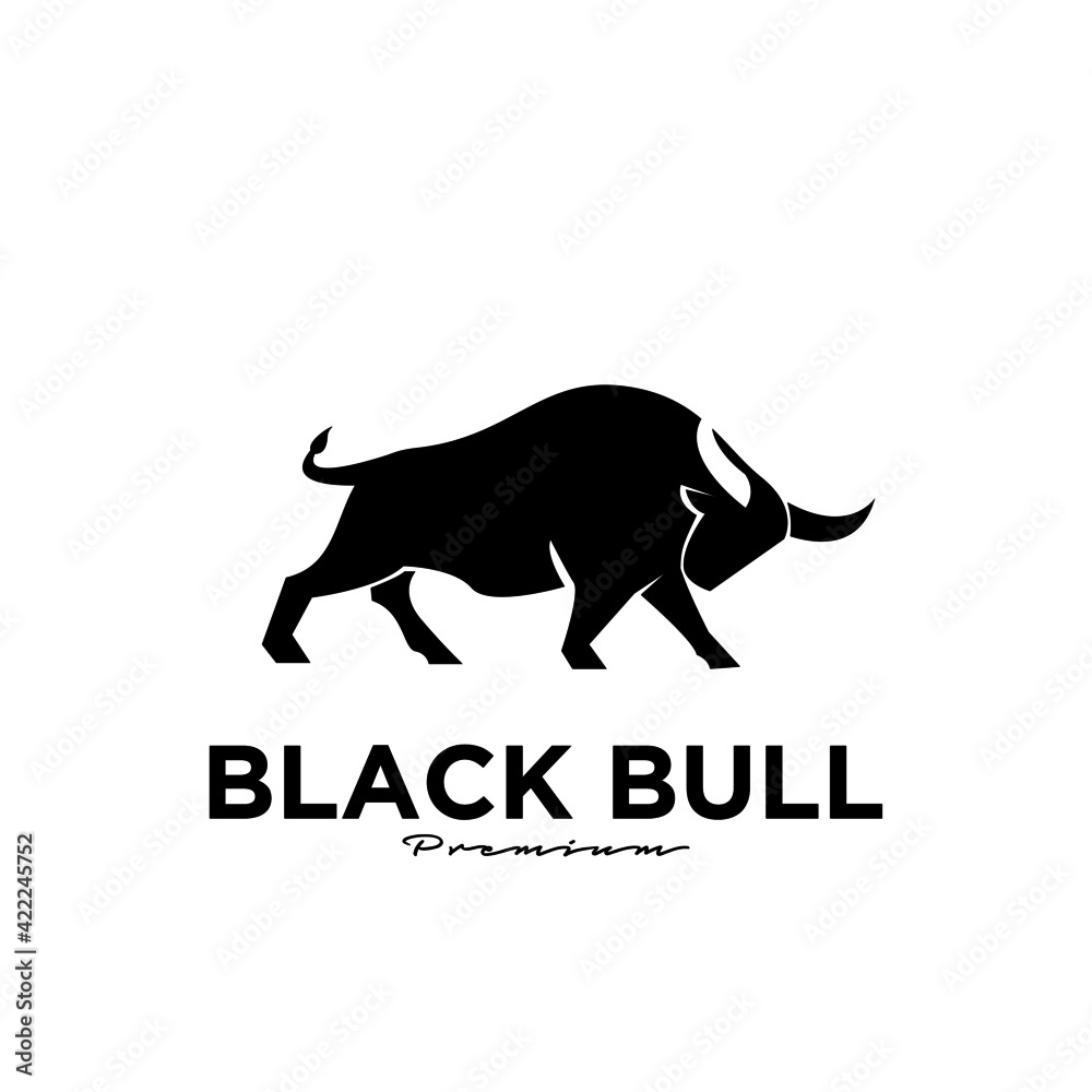angry black bull vector logo icon design illustration isolate white background