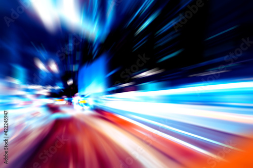 Abstract image of night traffic light trails in the city