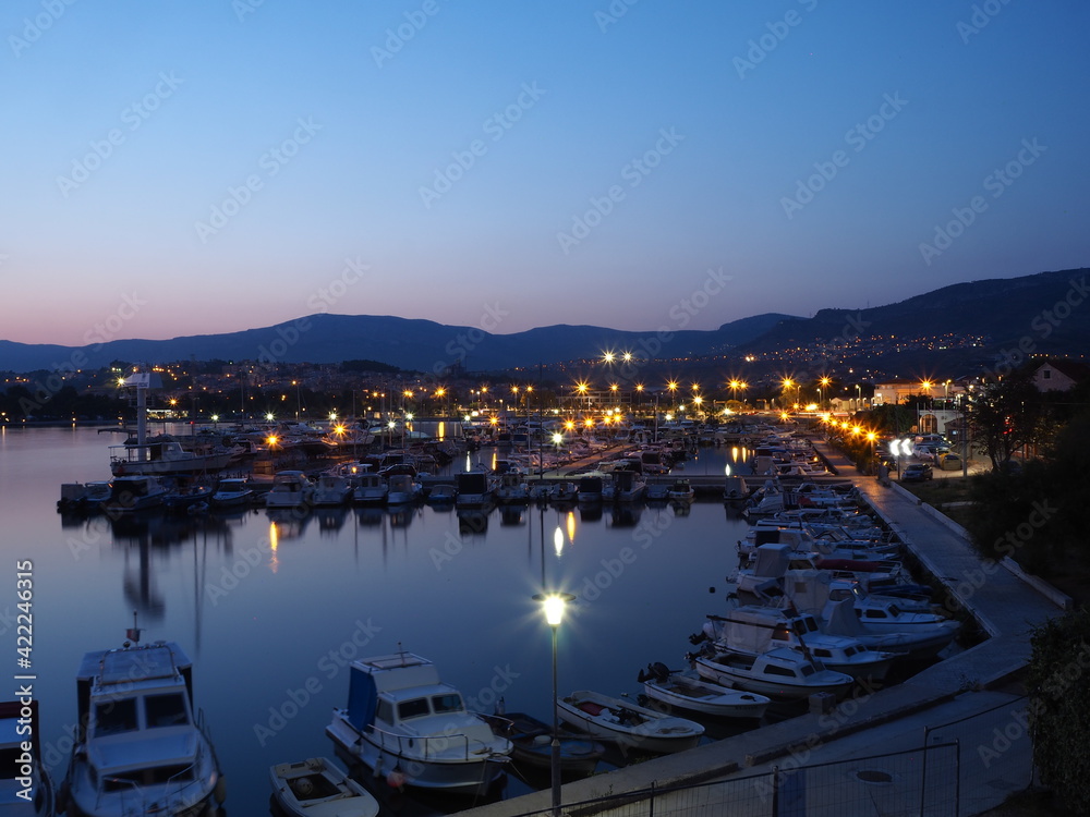 Fototapeta premium Yacht Marina, seascape at sunset