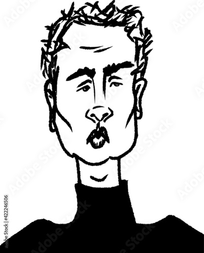 vector illustration of handsome man. portrait. caricature