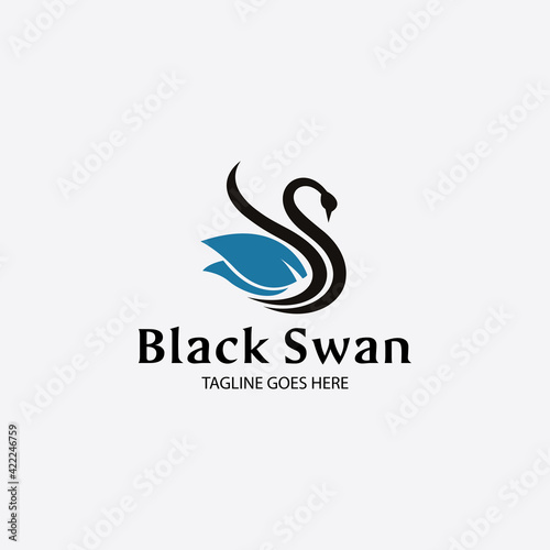 Black swan logo design concept. Vector illustration