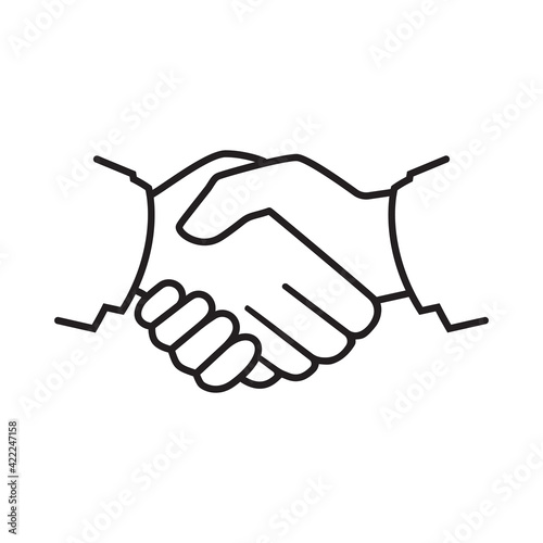 Handshake black line icon. The element for business and finance. Symbol of a successful transaction. Vector illustration flat design. Isolated on white background.