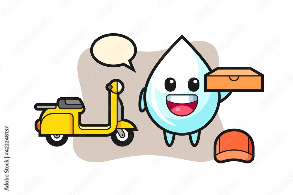 Character Illustration of milk drop as a pizza deliveryman