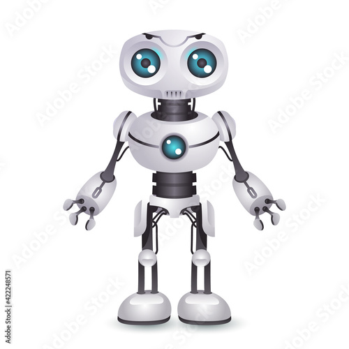 Robot technology mechanical artificial intelligence future scifi science fiction design 3d vector illustration