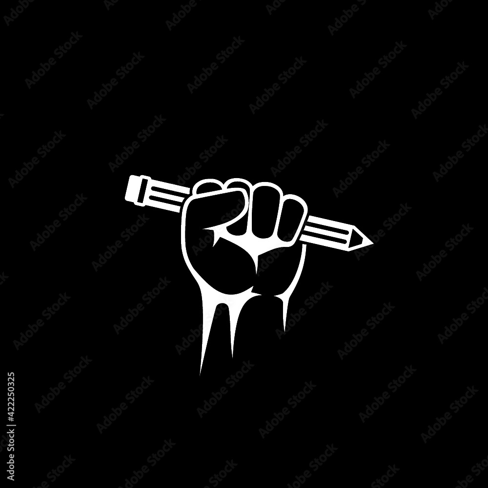 Obraz premium Pencil in hand icon for web design isolated on dark background