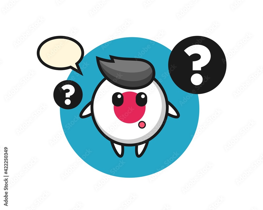 Cartoon Illustration of japan flag badge with the question mark Cartoon Illustration of japan flag badge with the question mark