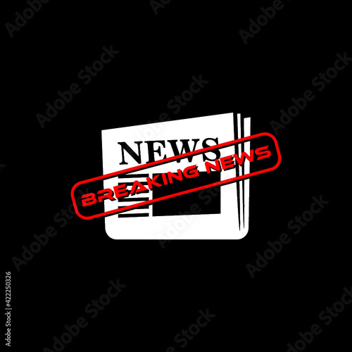 Breaking news sign icon isolated on dark background